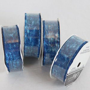 4 Blue Denim Looking Polyester Ribbon 7/8"x8' Each Offray Sewing Crafting Woven